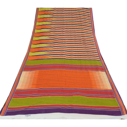 Sanskriti Vintage Sarees Indian Multi Pure Cotton Printed Sari 5yd Craft Sustainable Fabric