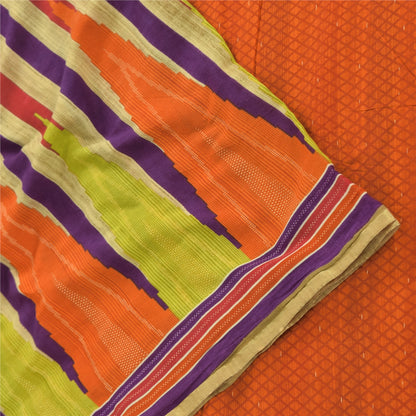 Sanskriti Vintage Sarees Indian Multi Pure Cotton Printed Sari 5yd Craft Sustainable Fabric