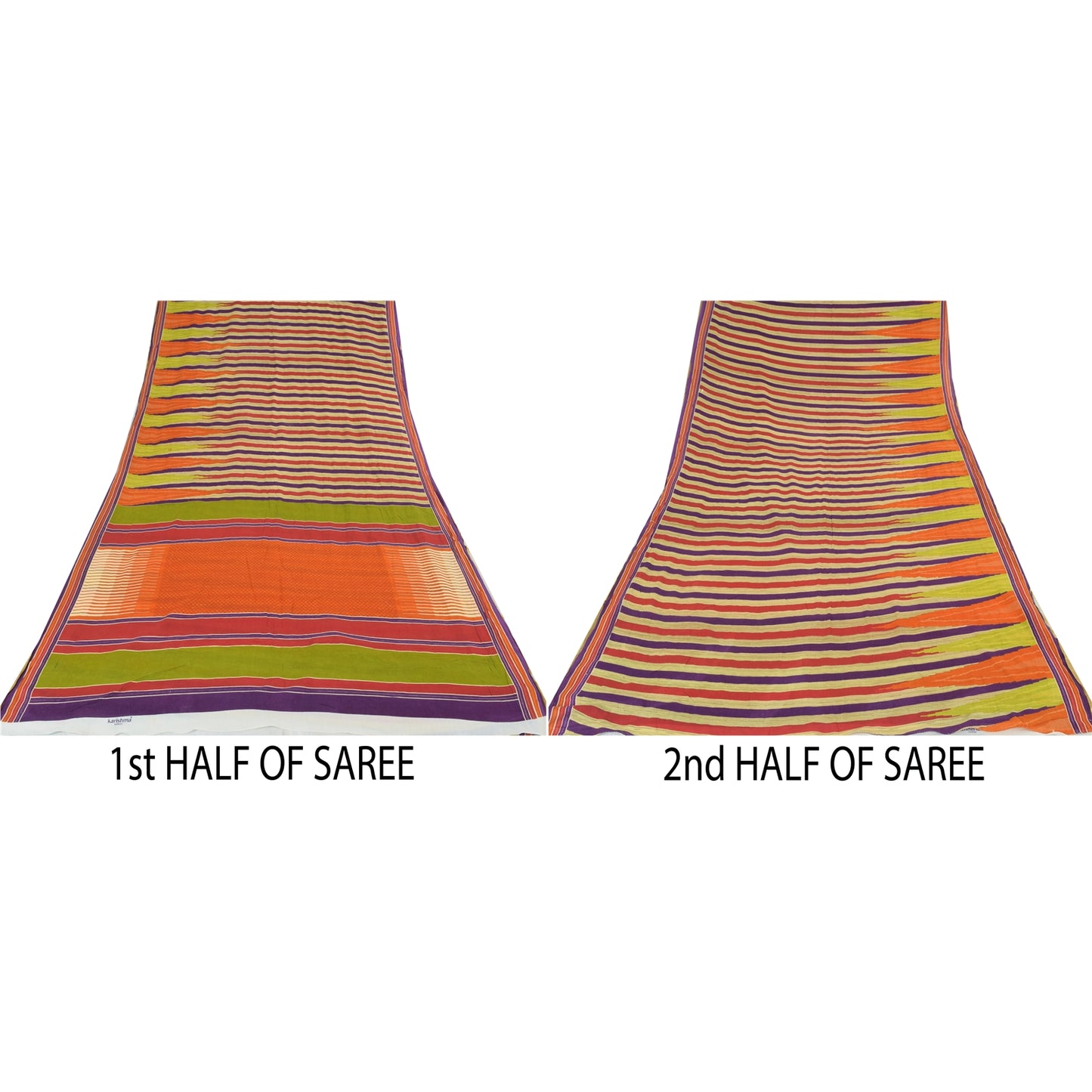 Sanskriti Vintage Sarees Indian Multi Pure Cotton Printed Sari 5yd Craft Sustainable Fabric