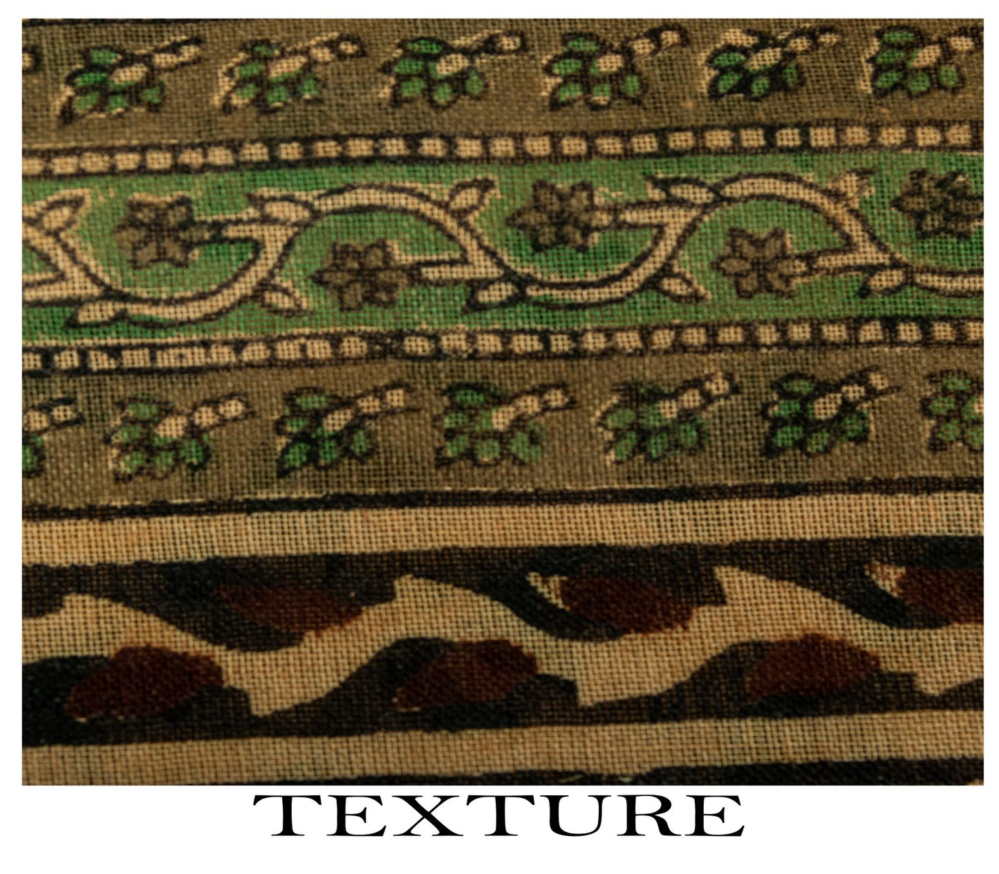 Sanskriti Vintage Saree Green Pure Cotton Hand Block Printed Sari 5+Yard Fabric