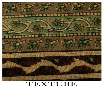 Sanskriti Vintage Saree Green Pure Cotton Hand Block Printed Sari 5+Yard Fabric
