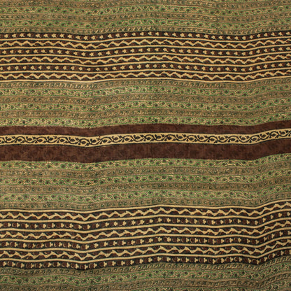 Sanskriti Vintage Saree Green Pure Cotton Hand Block Printed Sari 5+Yard Fabric