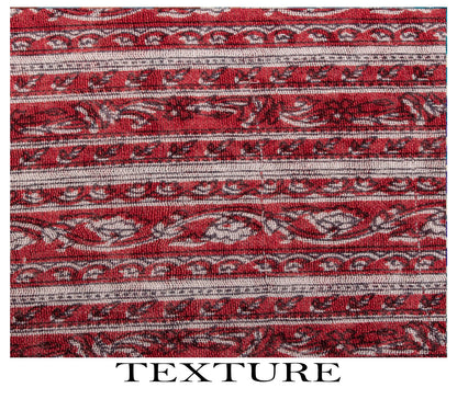 Sanskriti Vintage Saree Red-White Pure Cotton Floral Print Craft Fabric 5YDSari