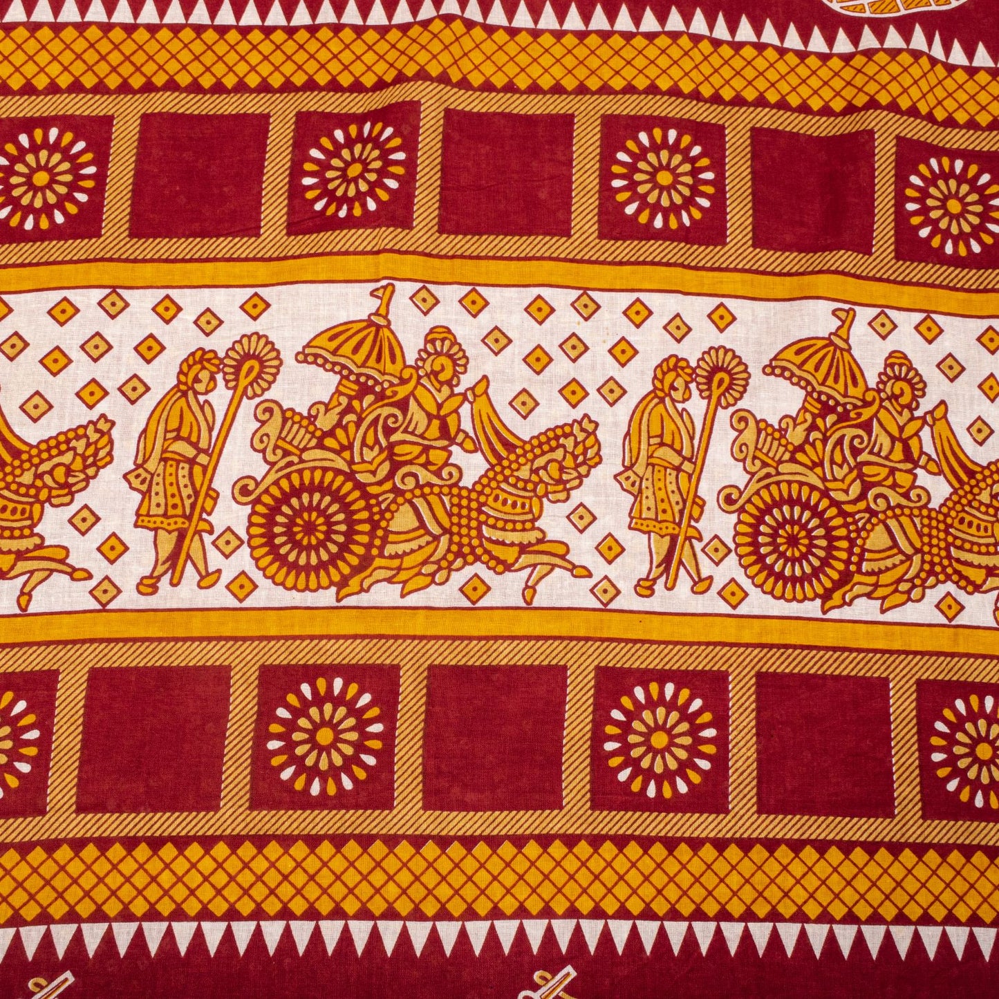 Vintage Saree Red Pure Cotton Bandhani Print Craft Fabric 5+Yard Sari