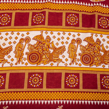 Vintage Saree Red Pure Cotton Bandhani Print Craft Fabric 5+Yard Sari