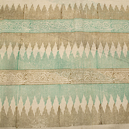 Sanskriti Vintage Saree Off-White Pure Cotton Hand Block Print Craft Fabric Sari
