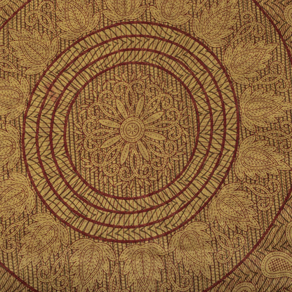 Sanskriti Vintage Saree Brown Pure Cotton Mandal Art-Kalamkari Print Sari 5.5+YD Craft Fabric