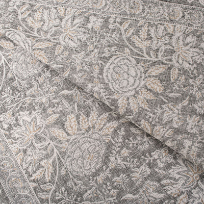 Sanskriti Vintage Saree Black 100% Pure Cotton Kalamkari Style Floral Printed Fabric 5+Yard Sari