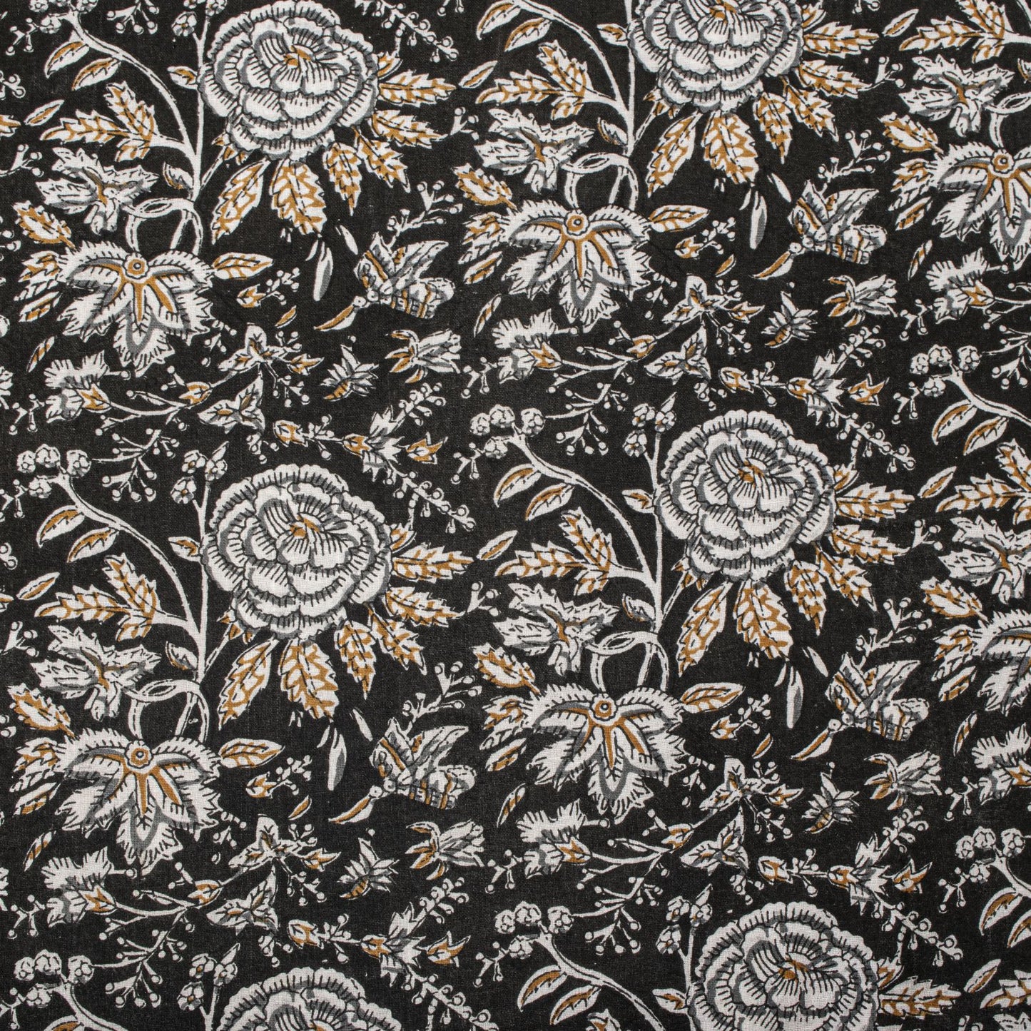 Sanskriti Vintage Saree Black 100% Pure Cotton Kalamkari Style Floral Printed Fabric 5+Yard Sari