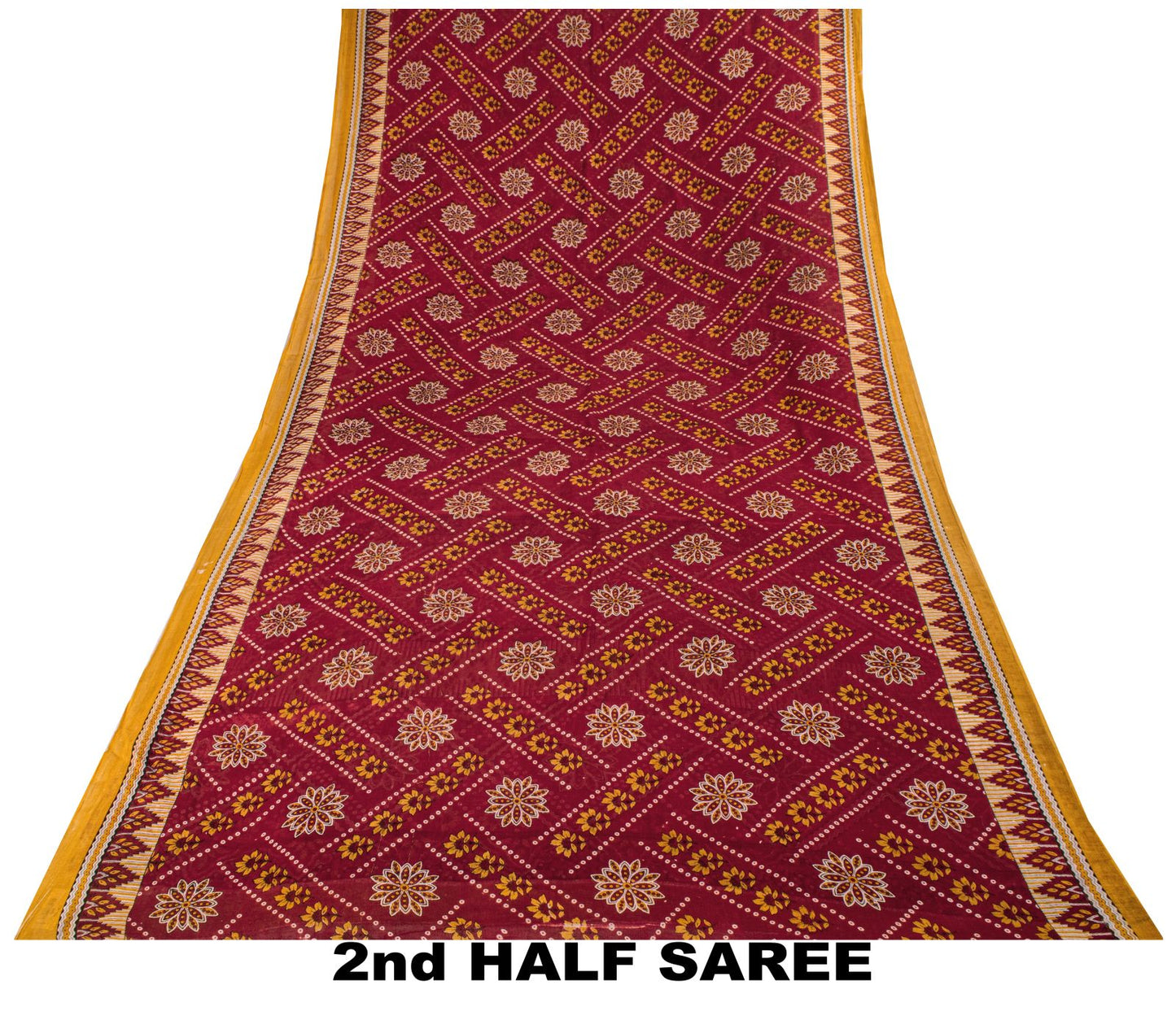 Vintage Saree Red 100% Pure Cotton Floral Printed 5 Yard Craft Fabric Indian Sari