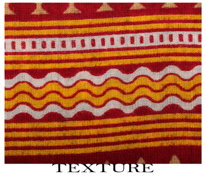 Sanskriti Vintage Saree Green-Red Pure Cotton Floral Print Craft Fabric 5YD Sari