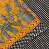 Sanskriti Vintage Sarees Yellow/Black Pure Cotton Printed Sari 5yd Craft Sustainable Fabric
