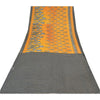 Sanskriti Vintage Sarees Yellow/Black Pure Cotton Printed Sari 5yd Craft Sustainable Fabric