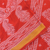 Sanskriti Vintage Sarees From India Red Pure Cotton Print Sari 5yd Craft Sustainable Fabric