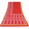 Sanskriti Vintage Sarees From India Red Pure Cotton Print Sari 5yd Craft Sustainable Fabric
