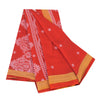 Sanskriti Vintage Sarees From India Red Pure Cotton Print Sari 5yd Craft Sustainable Fabric