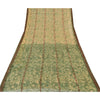 Sanskriti Vintage Sarees Cream/Green Kota Woven Pure Cotton Printed Sari Sustainable Fabric