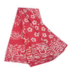 Sanskriti Vintage Sarees Red Floral Batik Work 100% Pure Cotton Sari 5yd Fabric