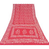 Sanskriti Vintage Sarees Red Floral Batik Work 100% Pure Cotton Sari 5yd Fabric