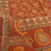 Sanskriti Vintage Sarees Indian Orange Pure Cotton Printed Sari 5yd Craft Sustainable Fabric