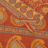 Sanskriti Vintage Sarees Indian Orange Pure Cotton Printed Sari 5yd Craft Sustainable Fabric
