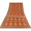 Sanskriti Vintage Sarees Indian Orange Pure Cotton Printed Sari 5yd Craft Sustainable Fabric