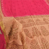 Sanskriti Vintage Sarees Hot-Pink/Brown Pure Cotton Print Sari 5yd Craft Sustainable Fabric