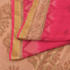 Sanskriti Vintage Sarees Hot-Pink/Brown Pure Cotton Print Sari 5yd Craft Sustainable Fabric
