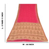 Sanskriti Vintage Sarees Hot-Pink/Brown Pure Cotton Print Sari 5yd Craft Sustainable Fabric