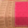 Sanskriti Vintage Sarees Hot-Pink/Brown Pure Cotton Print Sari 5yd Craft Sustainable Fabric