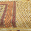 Sanskriti Vintage Sarees Pale-Yellow Pure Cotton Printed Sari 5yd Craft Sustainable Fabric