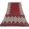 Sanskriti Vintage Sarees Red/Black Pure Cotton Printed Sari 5yd Craft Sustainable Fabric