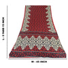 Sanskriti Vintage Sarees Red/Black Pure Cotton Printed Sari 5yd Craft Sustainable Fabric