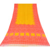 Sanskriti Vintage Sarees Yellow/Red Pure Cotton Printed Sari 5yd Craft Sustainable Fabric