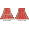 Sanskriti Vintage Sarees From India Red Pure Cotton Print Sari 5yd Craft Sustainable Fabric