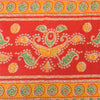 Sanskriti Vintage Sarees Yellow/Red Pure Cotton Printed Sari 5yd Craft Sustainable Fabric