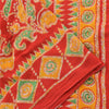Sanskriti Vintage Sarees Yellow/Red Pure Cotton Printed Sari 5yd Craft Sustainable Fabric