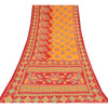 Sanskriti Vintage Sarees Yellow/Red Pure Cotton Printed Sari 5yd Craft Sustainable Fabric