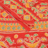 Sanskriti Vintage Sarees Yellow/Red Pure Cotton Printed Sari 5yd Craft Sustainable Fabric