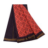 Sanskriti Vintage Sarees Peach/Purple Zari Woven Print Pure Cotton Sari Sustainable Fabric