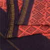 Sanskriti Vintage Sarees Peach/Purple Zari Woven Print Pure Cotton Sari Sustainable Fabric