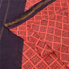 Sanskriti Vintage Sarees Peach/Purple Zari Woven Print Pure Cotton Sari Sustainable Fabric