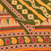 Sanskriti Vintage Sarees Indian Green Pure Cotton Printed Sari 5yd Craft Sustainable Fabric