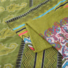 Sanskriti Vintage Sarees Indian Green Pure Cotton Printed Sari 5yd Craft Sustainable Fabric