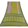 Sanskriti Vintage Sarees Indian Green Pure Cotton Printed Sari 5yd Craft Sustainable Fabric