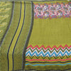 Sanskriti Vintage Sarees Indian Green Pure Cotton Printed Sari 5yd Craft Sustainable Fabric