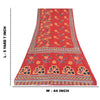 Sanskriti Vintage Sarees From India Red Pure Cotton Print Sari 5yd Craft Sustainable Fabric