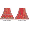 Sanskriti Vintage Sarees From India Red Pure Cotton Print Sari 5yd Craft Sustainable Fabric