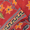 Sanskriti Vintage Sarees From India Red Pure Cotton Print Sari 5yd Craft Sustainable Fabric