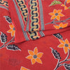 Sanskriti Vintage Sarees From India Red Pure Cotton Print Sari 5yd Craft Sustainable Fabric